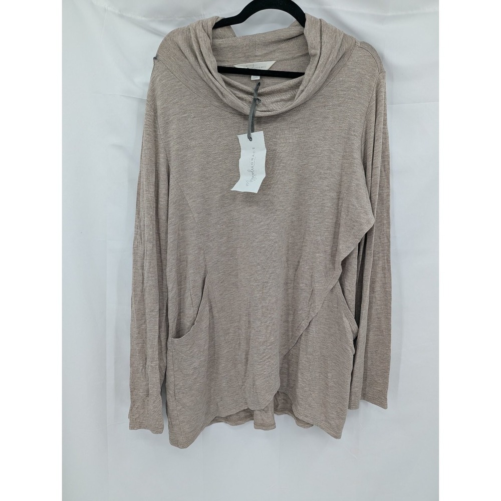 Magnolia Grace Top Women's‎ XXL Heather Brown Cowl Neck Asymmetrical Tunic
